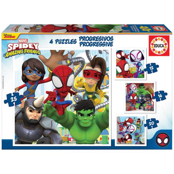 12-25 Piece Progressive Puzzles: Spidey and His Amazing Friends - Educa-19295