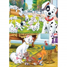 Puzzle en bois 2 x 25 pièces : Animaux Disney : Dalmatiens et Aristochats