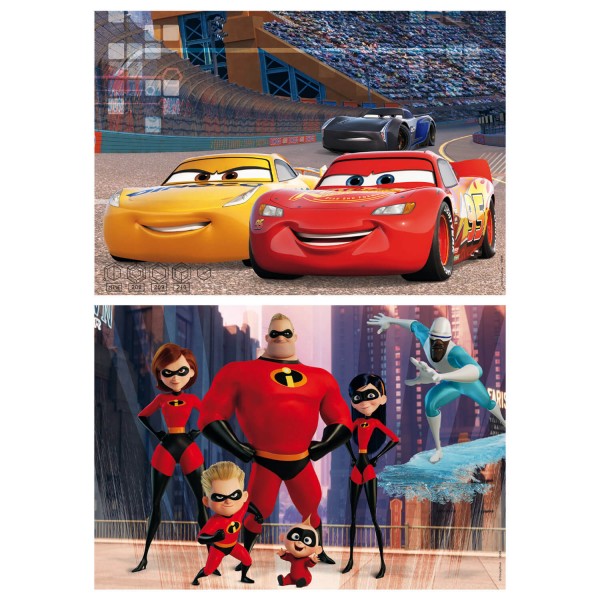 2 x 50 pieces wooden puzzle: Pixar: Cars and The Incredibles - Educa-18598