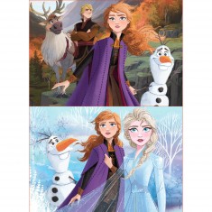 Puzzle en bois 2 x 50 pièces : La Reine des Neiges 2 (Frozen 2)