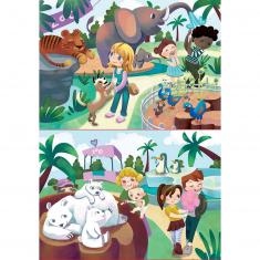 2 x 20 pieces puzzles: At the Zoo