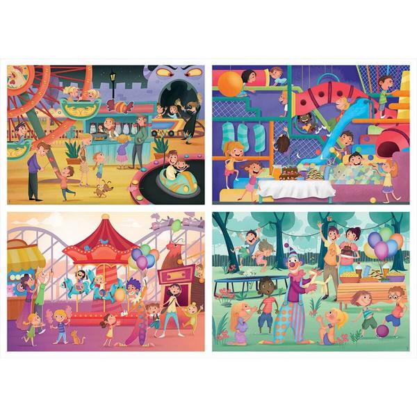 Puzzles de 20 a 80 piezas: 4 puzzles: Parque de atracciones y fiesta infantil - Educa-18601
