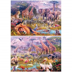 Puzzle 2 x 100 Teile: Wilde Tiere