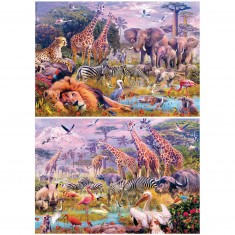 Puzzle de 2 x 100 piezas: animales salvajes