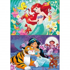 Puzzle 2 x 48 pièces : Princesses Disney : Ariel et Jasmine