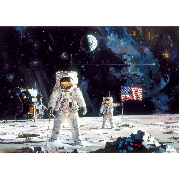 1000 pieces puzzle: First men on the moon, Robert McCall - Educa-18459