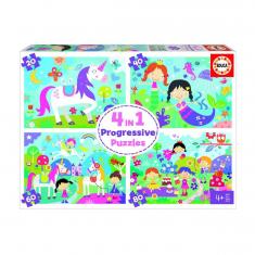 4 IN 1 PROGRESSIVE MULTI JUNIOR PUZZLE - FANTASTIC FRIENDS