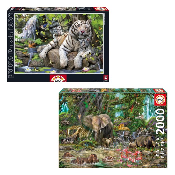 Pack puzzles jungle : 2 puzzles de 1000 et 2000 pièces - KIT00166