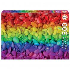 500 Teile Puzzle : Collage aus farbigen Steinen