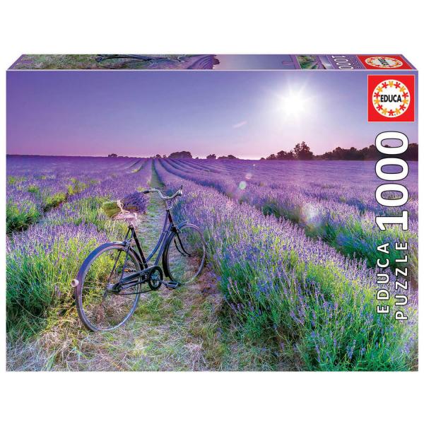 1000 Teile Puzzle : Fahrrad im Lavendelfeld - Educa-19255