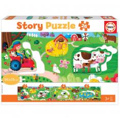 Panoramic puzzle 26 pieces: Story Puzzle: The Farm