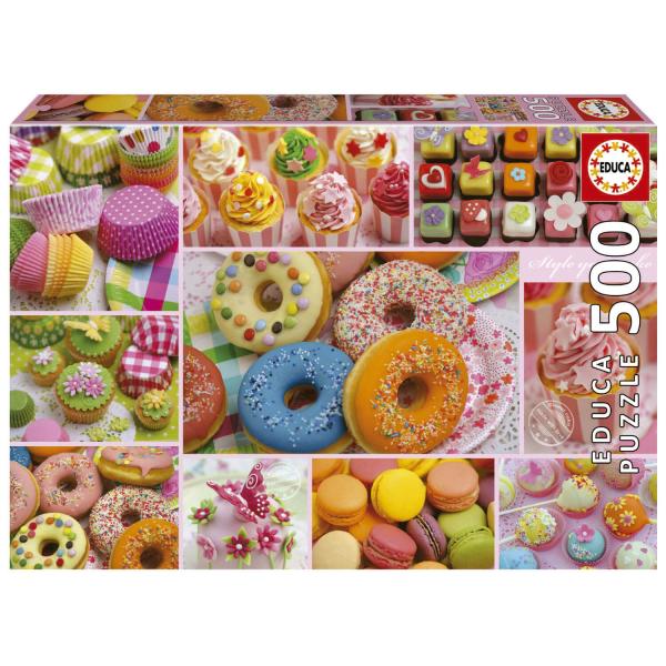 Puzzle de 500 piezas: Collage de fiesta dulce - Educa-19904