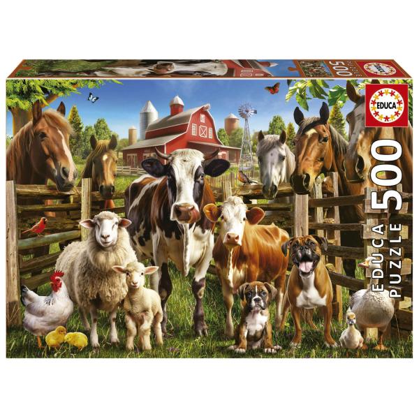 Puzzle de 500 piezas: Los sabelotodos de la granja - Educa-19905