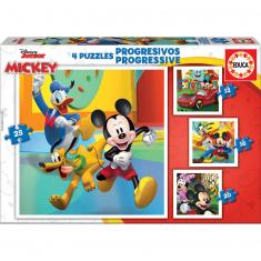 Progressive Puzzles von 12 bis 25 Teilen: Mickey und seine Freunde