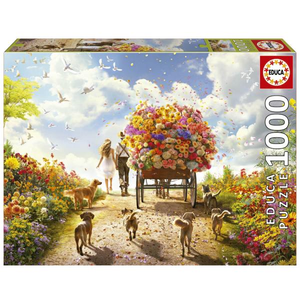 Puzzle de 1000 piezas: Carro de flores - Educa-19921