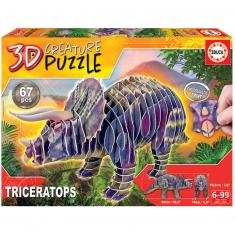 Puzzle 3D de criatura de 67 piezas: Triceratops