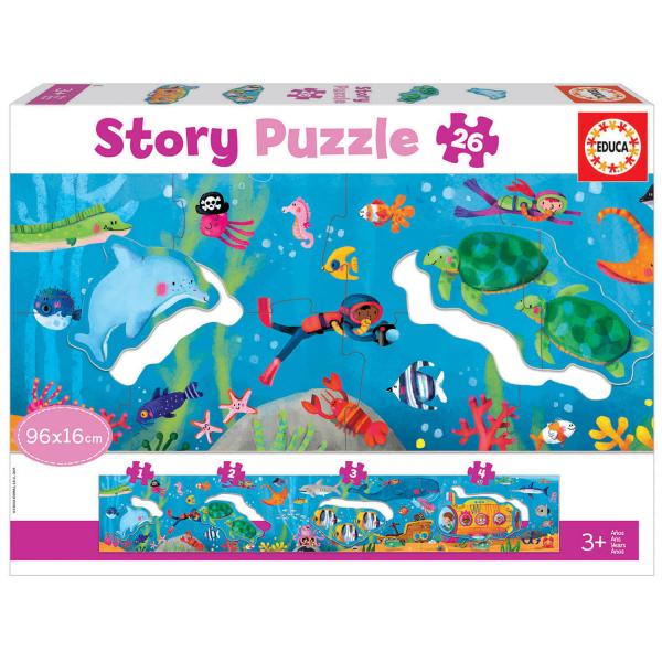Puzzle panorámico 26 piezas: Story Puzzle: Mundo submarino - Educa-18902