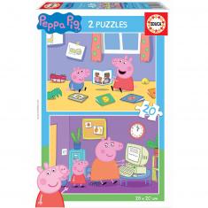 Puzzle de 2 x 20 piezas: Peppa Pig