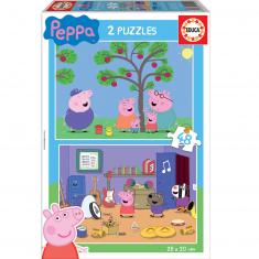 2 x 48-teiliges Puzzle: Peppa Pig