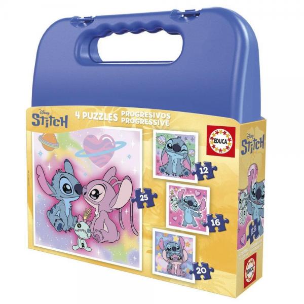 Malette puzzle 4 en 1 de 12 à 25 pièces : Stitch - Jeux et jouets Educa ...