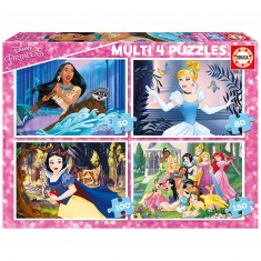 Puzzle of 50 to 150 pieces: 4 puzzles: Disney Princesses