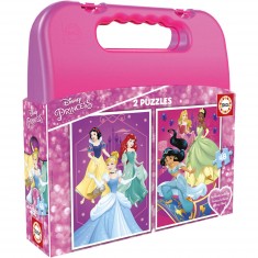 Mallette Puzzle 2 x 48 pièces : Princesses Disney