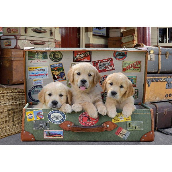500 piece puzzle: Puppies in luggage - Educa-17645
