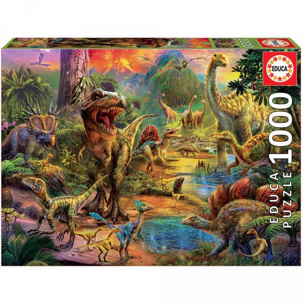 Puzzle de 1000 piezas: Tierra de dinosaurios - Educa-17655