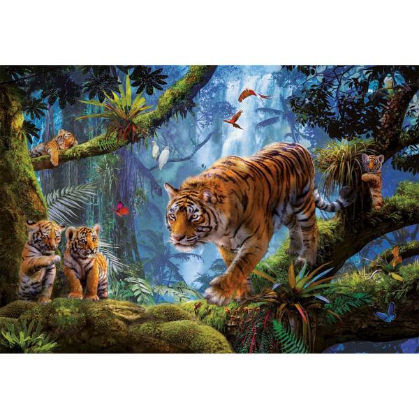 Puzzle 1000 pièces : Tigres sur l'arbre - Educa-17662