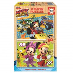 Puzzle de madera 2 x 50 piezas: Mickey y sus amigos: Punto de partida