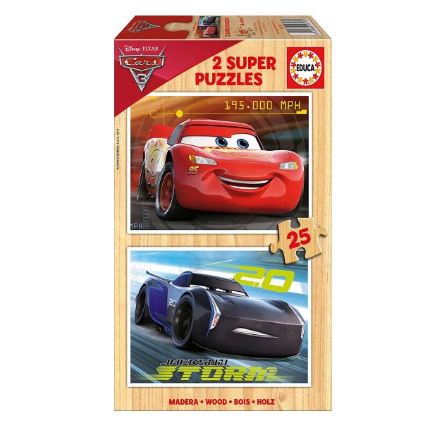 Puzzle en bois 2 x 25 pièces - Cars 3 : Flash McQueen et Jackson Storm - Educa-17173