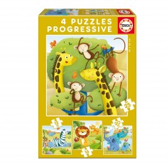 4 Progressive Puzzles: Wild Animals