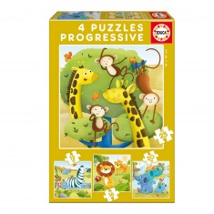 4 puzzles progresivos: animales salvajes