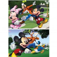 Puzzles 2 x 48 pièces : Mickey et ses amis