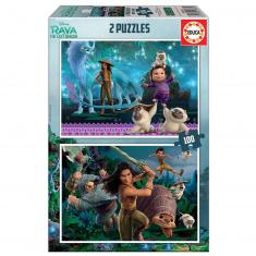 Puzzles 2 x 100 pièces :  Disney : Raya Et Le Dernier Dragon