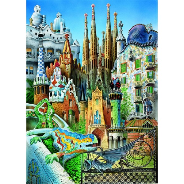 1000 pieces puzzle - mini - Gaudi: Collage - Educa-11874