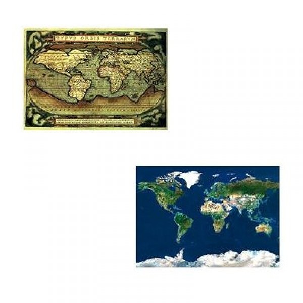 Puzzle 2 x 1000 pièces - Cartes du monde - Educa-13296