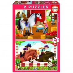 2 x 48-teiliges Puzzle: Pferde