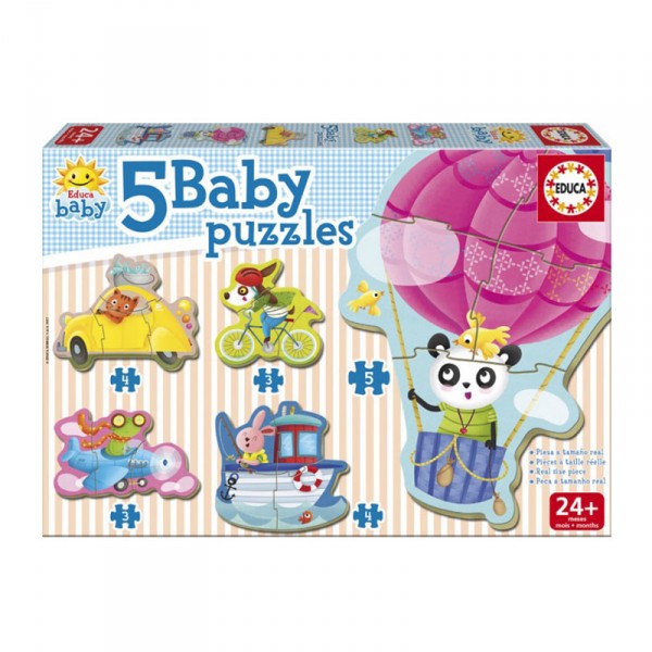 Baby Puzzle : 5 puzzles : Animaux au volant - Educa-17141