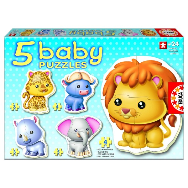 Baby puzzle - 5 puzzles - Wild animals - Educa-14197