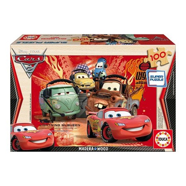 Puzzle 100 pièces en bois - Cars 2 : Flash McQueen et ses amis - Educa-14937