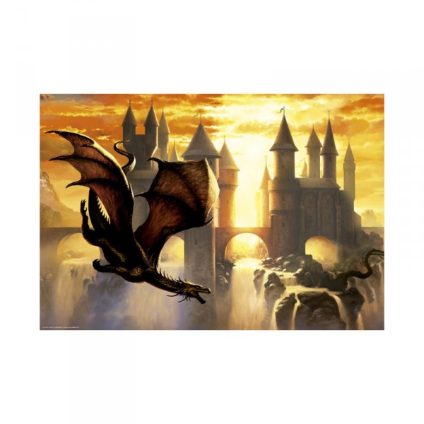 Puzzle 1000 pièces: Ciruelo : Dragon au Coucher du soleil - Educa-17312