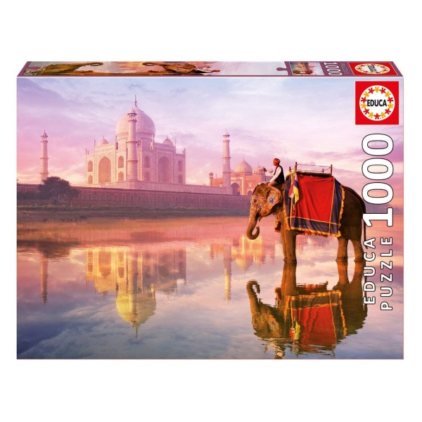 Puzzle 1000 pièces : Elephant et Taj Mahal - Educa-16756
