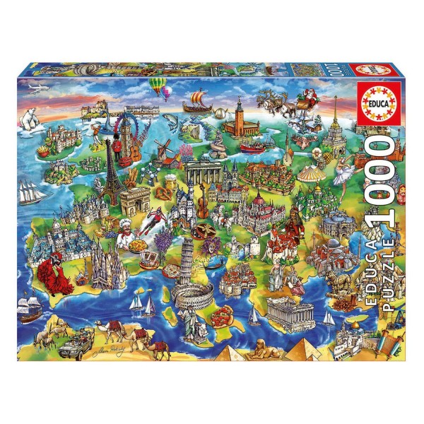 Puzzle 1000 pièces : Europe en dessins - Educa-16752