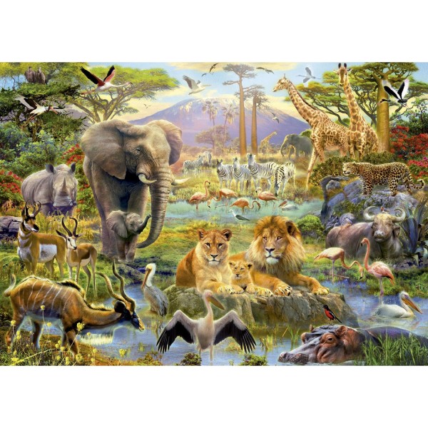 Puzzle 1500 pièces : Le point d'eau africain - Educa-16303
