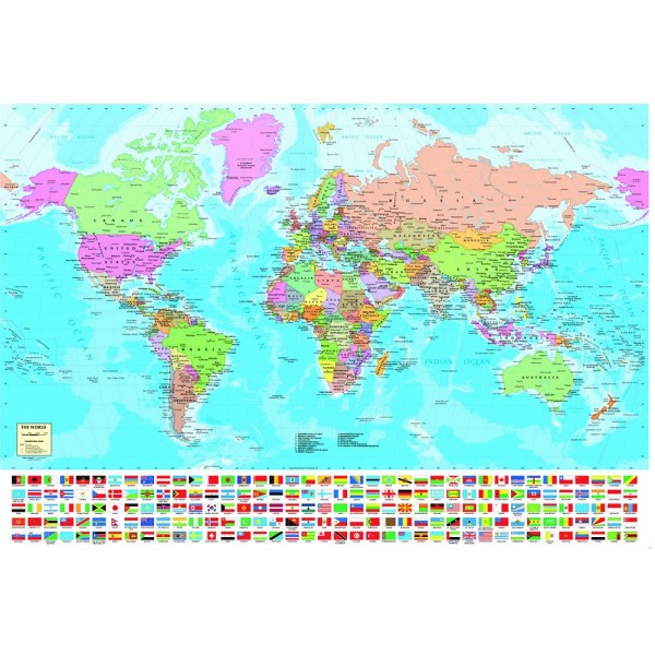 Puzzle 1500 pièces - Carte du monde + drapeaux - Educa - Rue des Puzzles