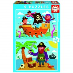 Puzzle de 2 x 20 piezas: piratas