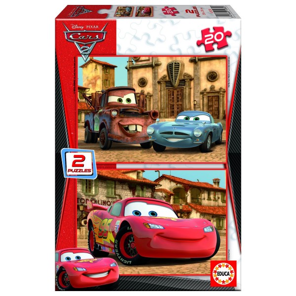 Puzzle 2 x 20 pièces - Cars 2 : Flash McQueen, Martin et Finn McMissile - Educa-14938