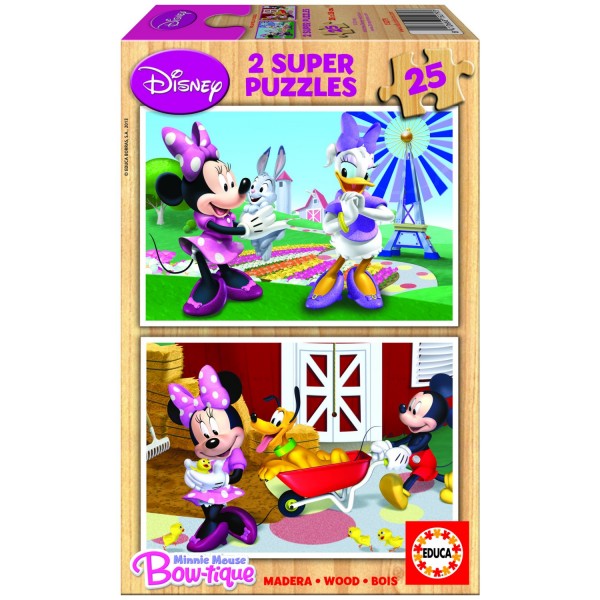 Puzzle 2 x 25 pièces - Puzzle en bois -  Mickey et ses amis : Minnie - Educa-15279
