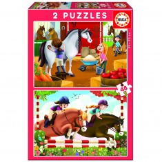 2 x 48 Teile Puzzle: Pferde